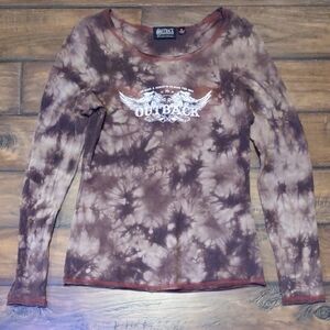 Outback Outfitter's Brown Tie-Dye Long Sleeve Top. Size M.